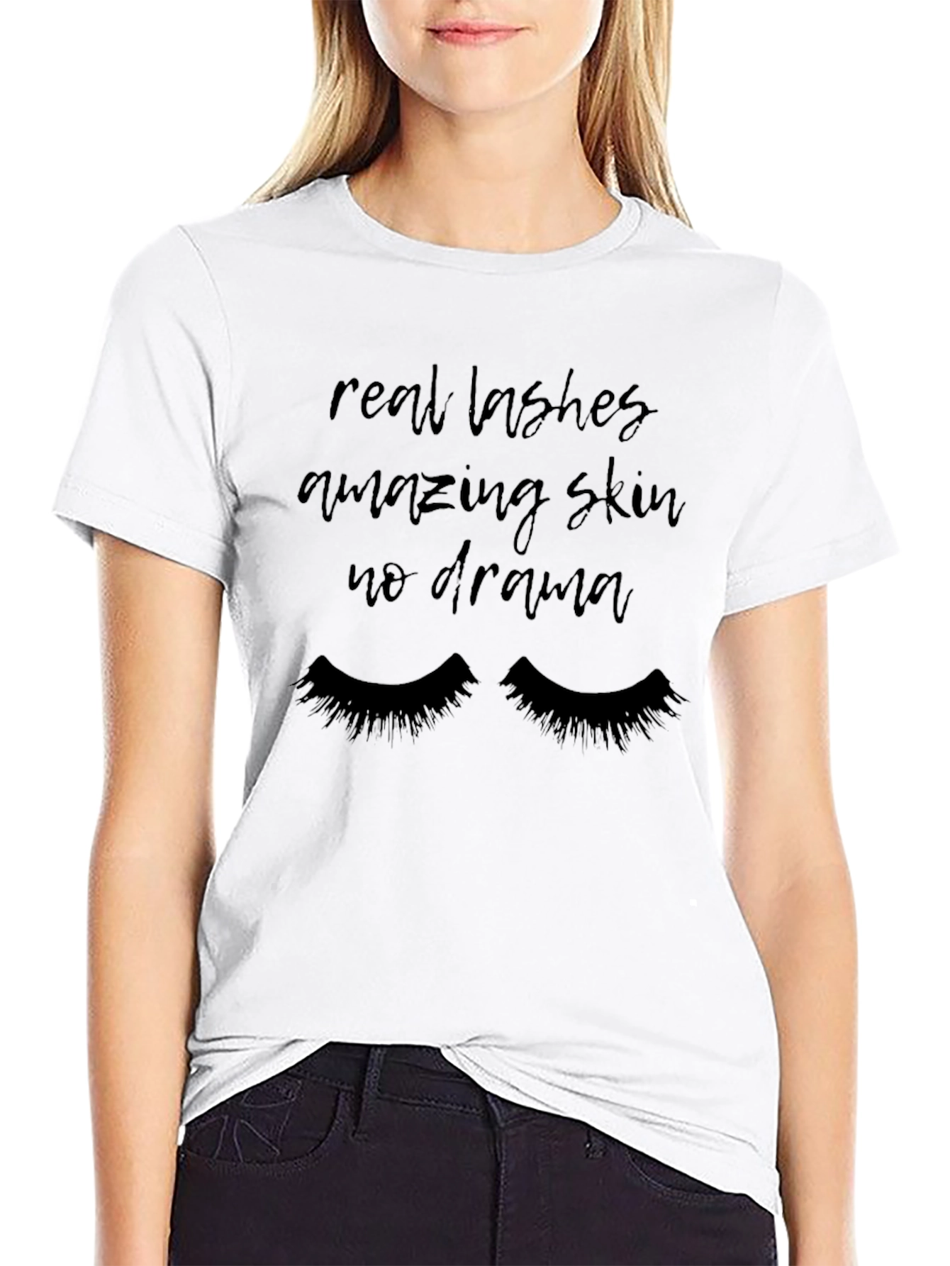 Real Lashes Amazing Skin No Drama Graphic Tee
