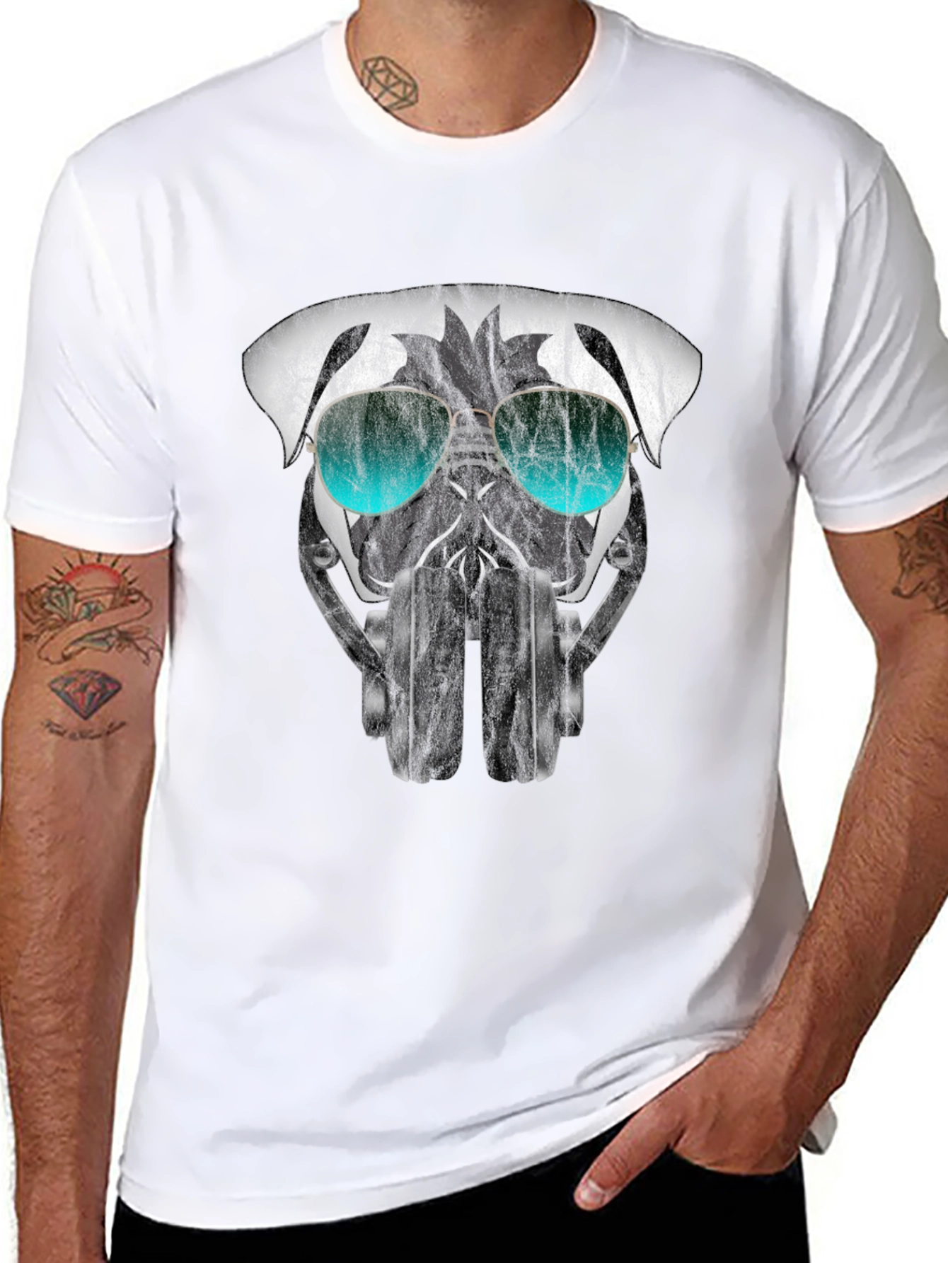Cool Pug DJ Graphic Tee - Black T-Shirt