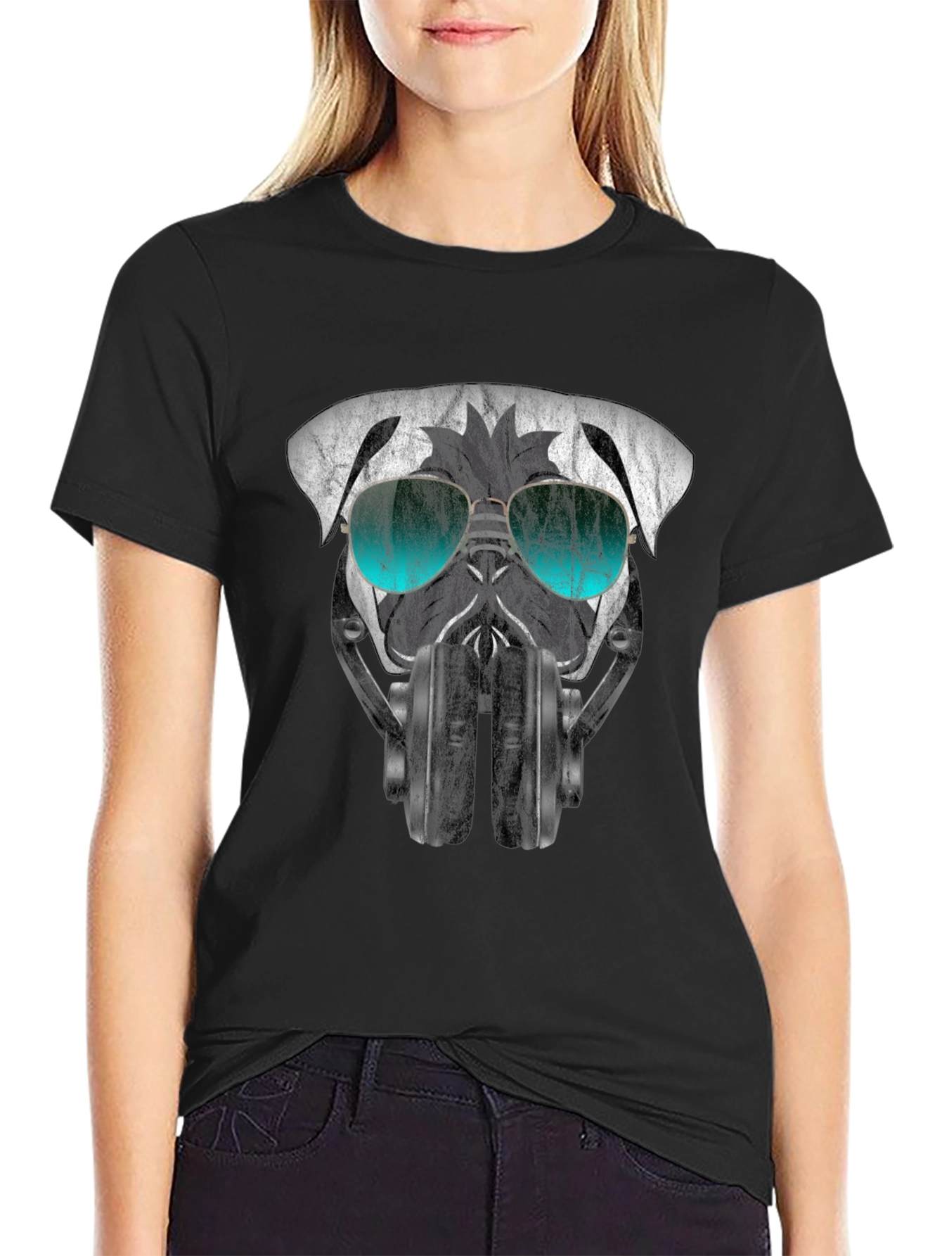 Cool Pug DJ Graphic Tee - Black T-Shirt
