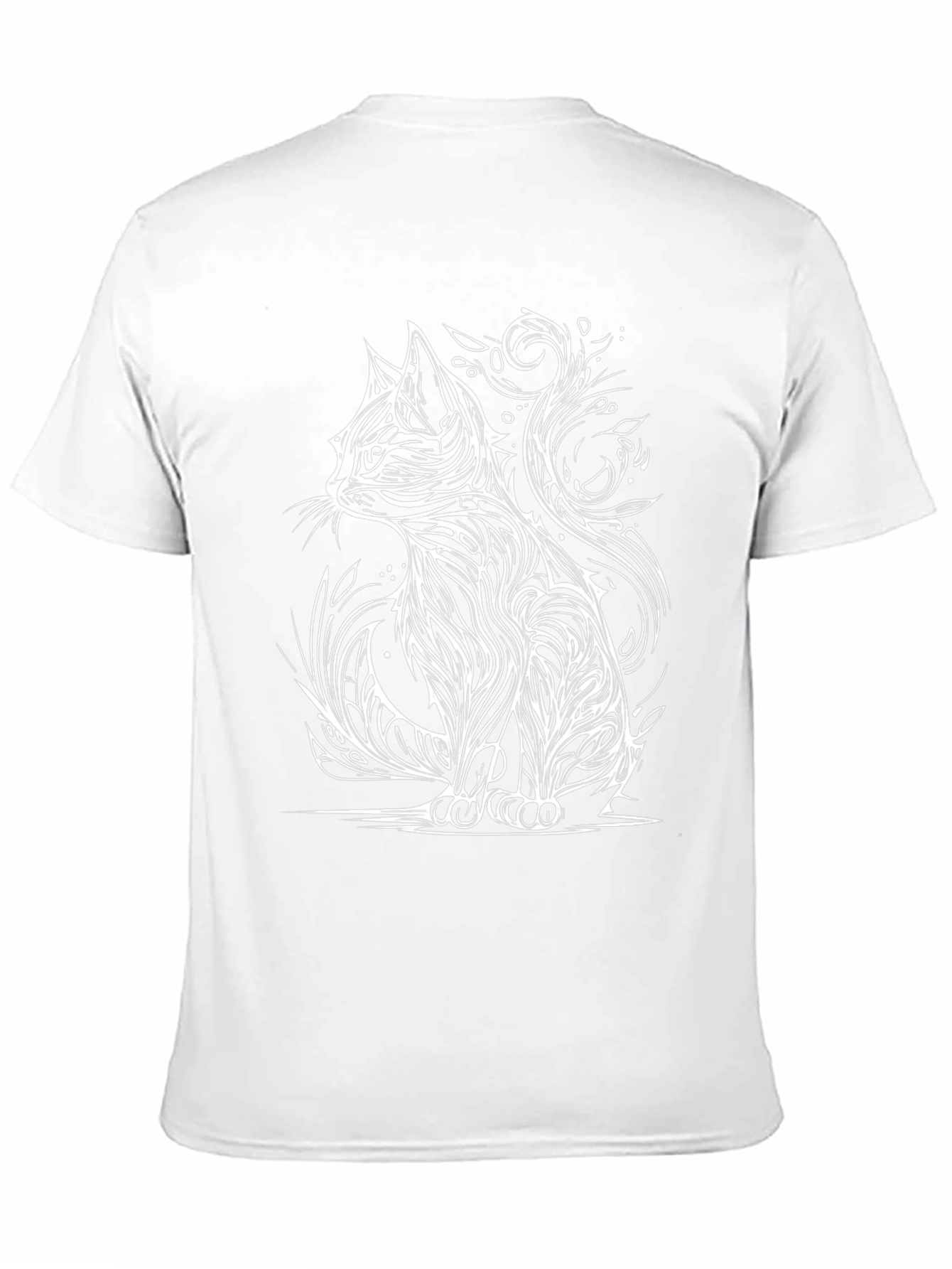 Stylized Cat Graphic Tee - Black