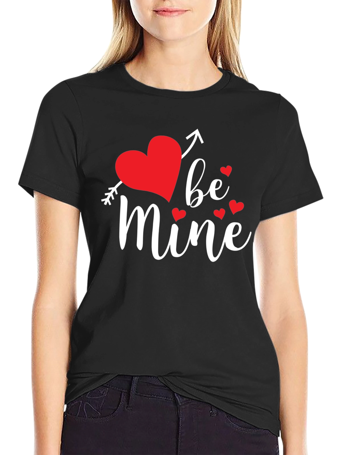 Be Mine Valentines Day Graphic Tee - Black