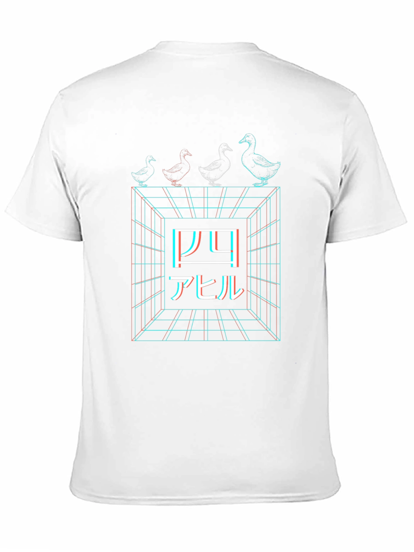 Retro Japanese Four Ducks Black T-Shirt
