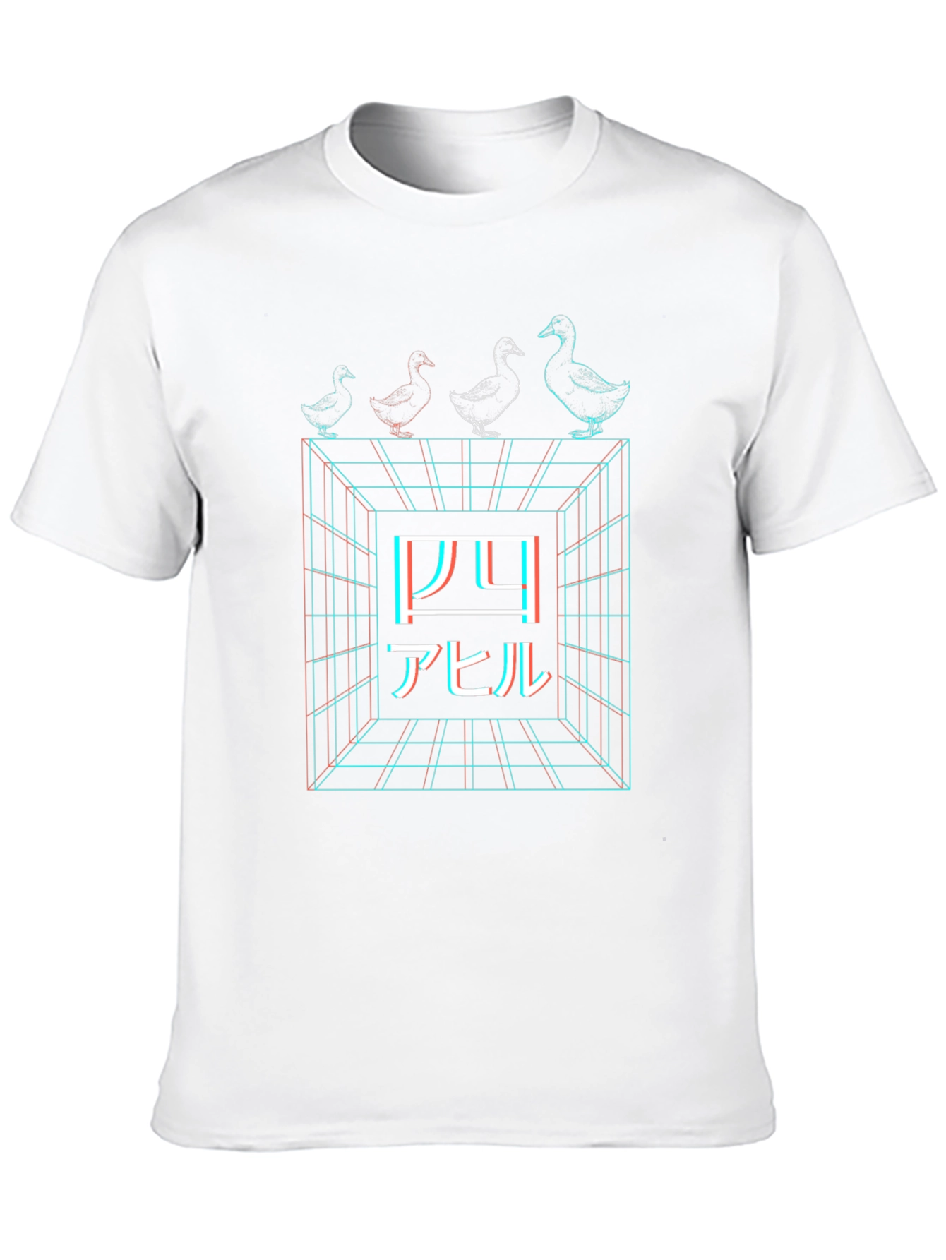 Retro Japanese Four Ducks Black T-Shirt