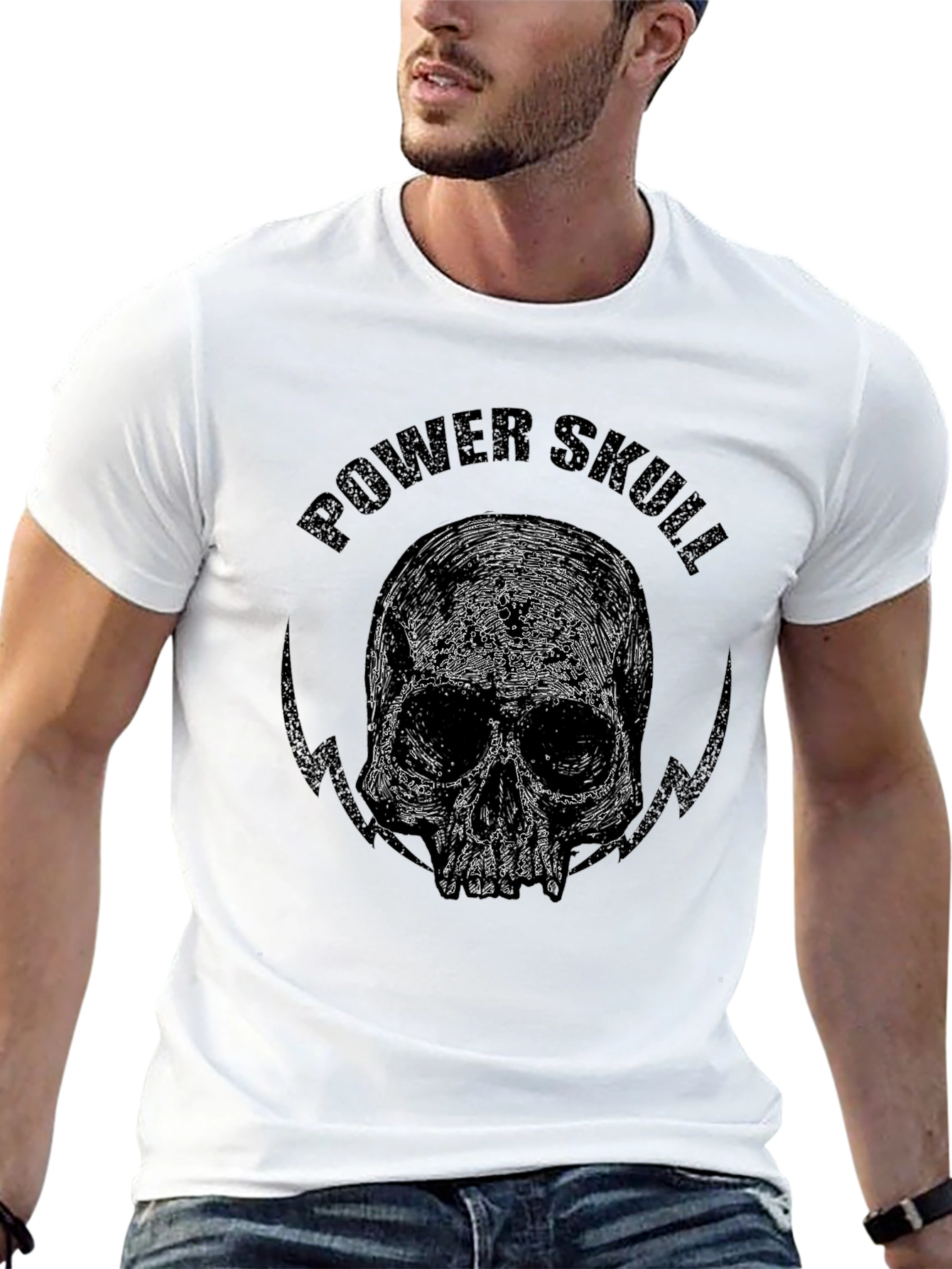 Power Skull Graphic Black T-Shirt