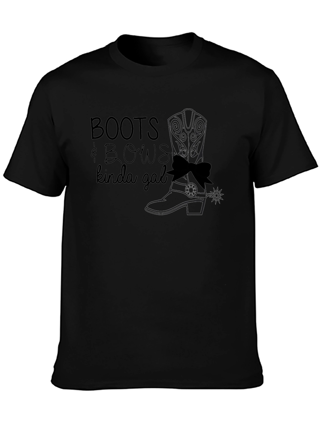 Boots & Bows Kinda Gal Black T-Shirt