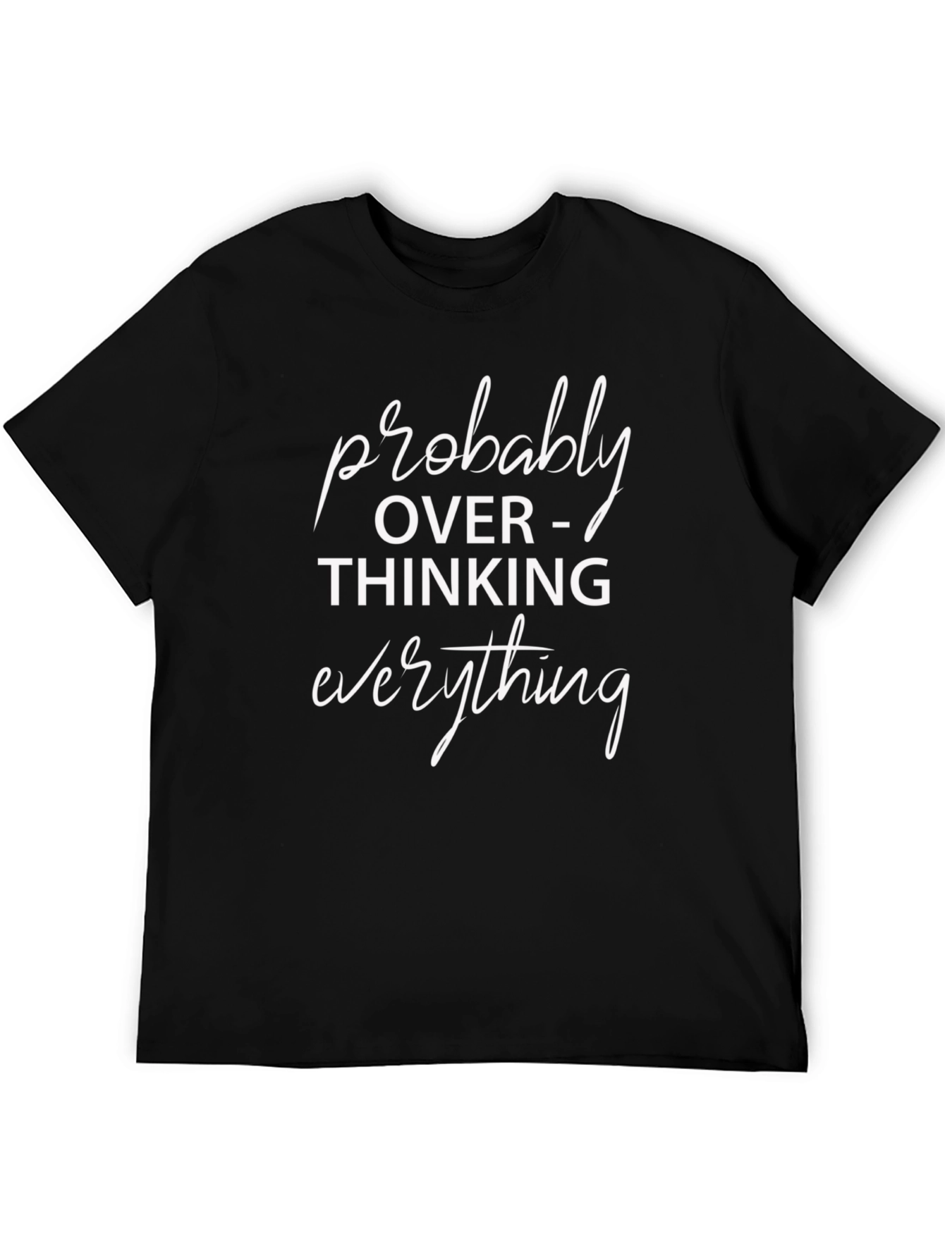 Overthinking Everything Graphic Tee - Black Cotton Blend