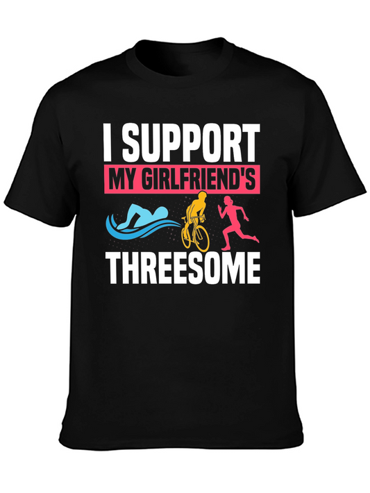 I Support My Girlfriends Threesome Triathlon T-Shirt