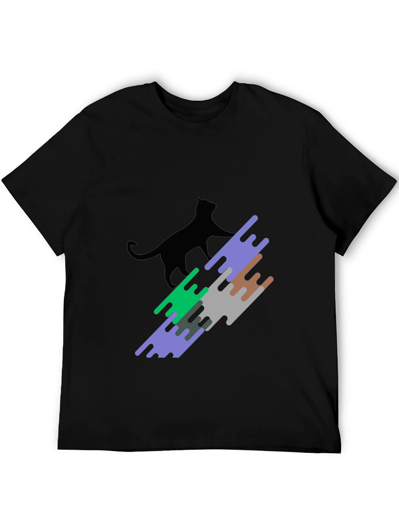 Modern Cat Graphic Tee - Stylish Black T-Shirt