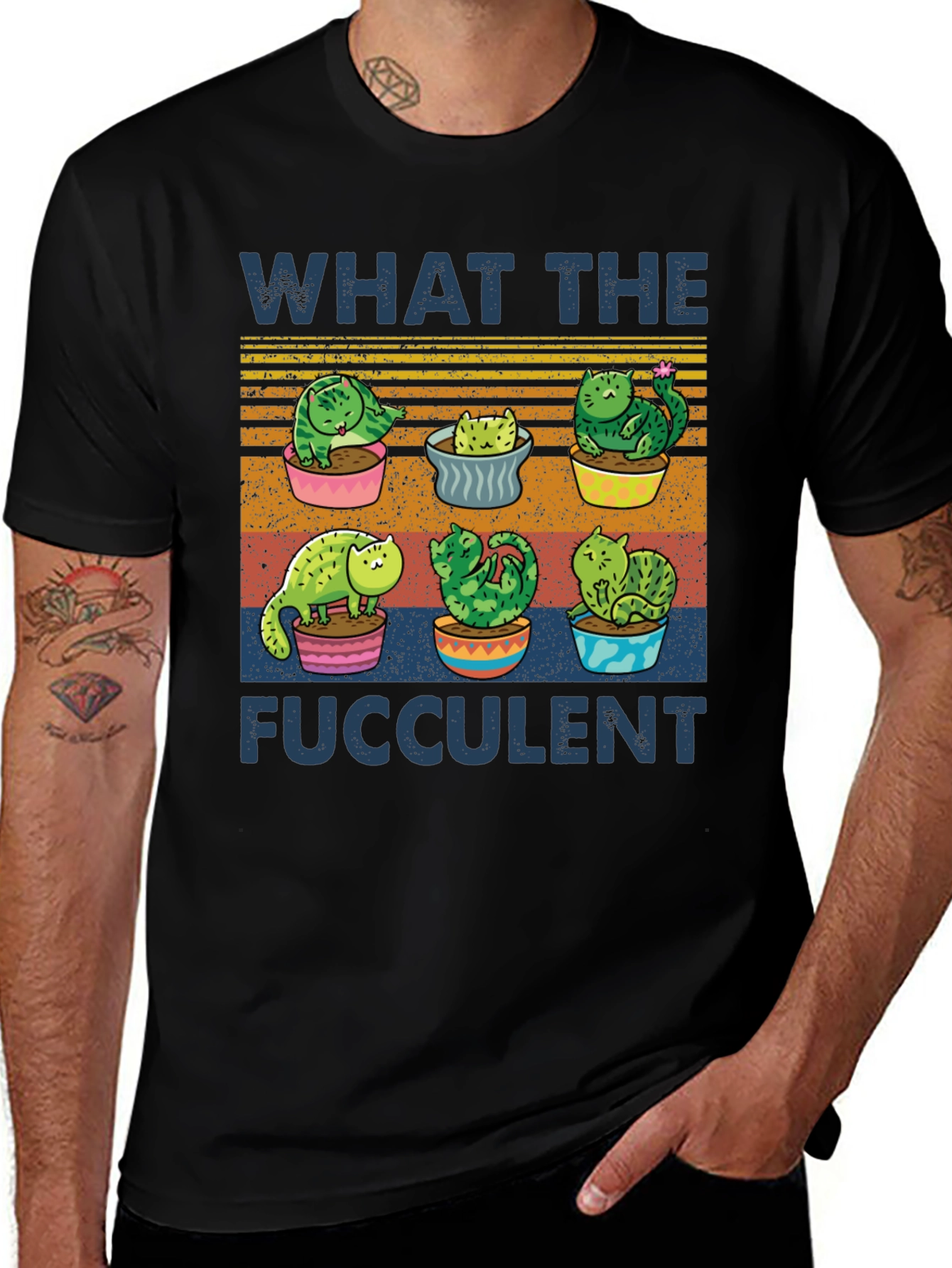 What The Fucculent T-Shirt Cat Succulent Puns