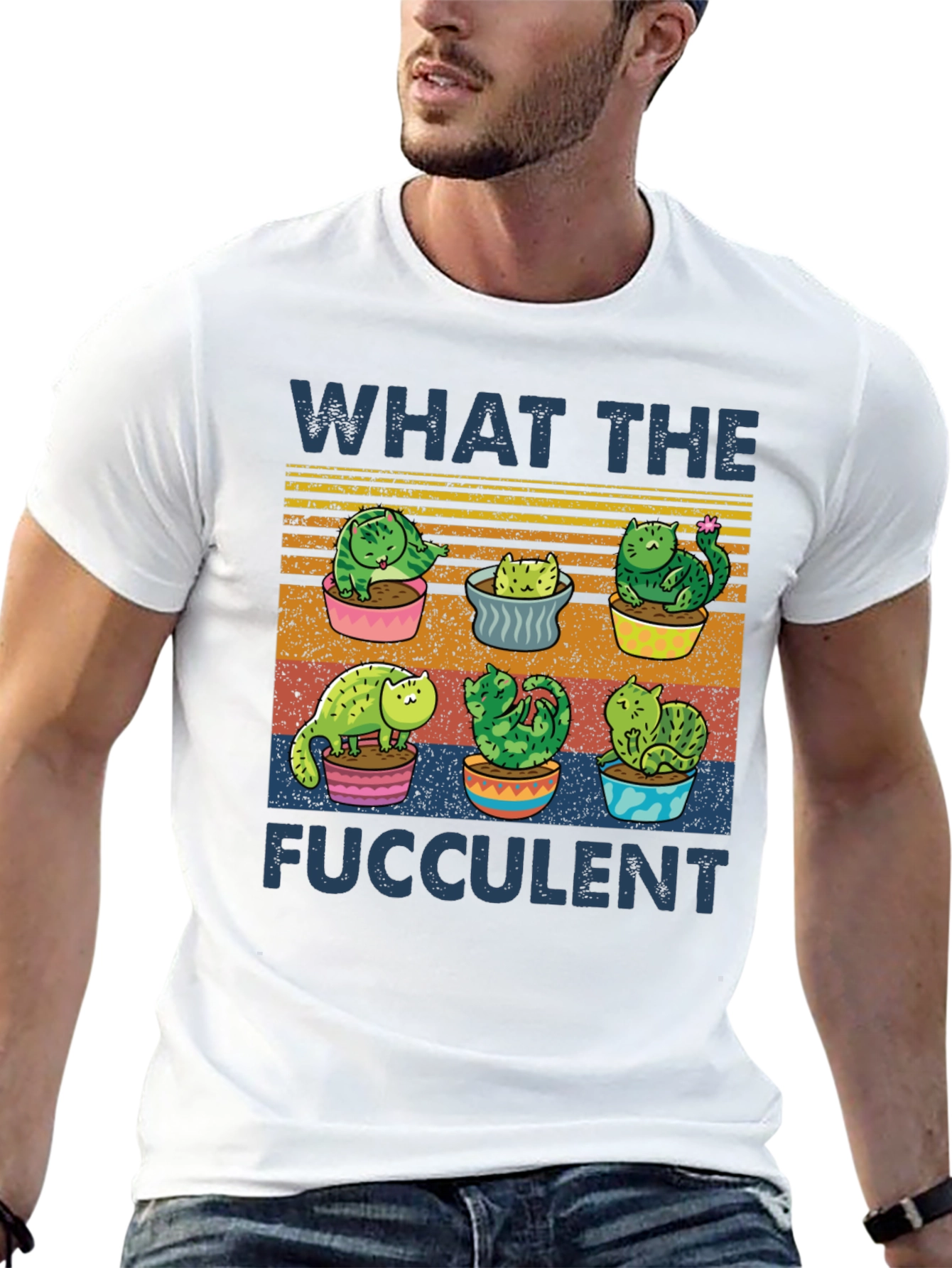 What The Fucculent T-Shirt Cat Succulent Puns