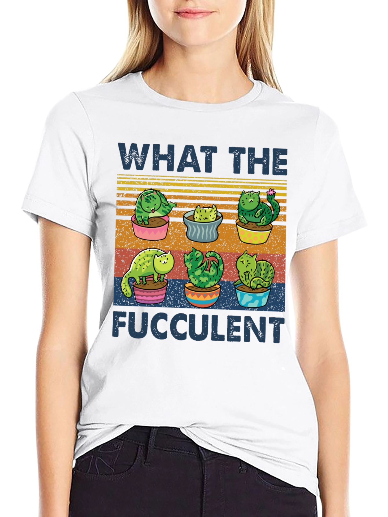 What The Fucculent T-Shirt Cat Succulent Puns