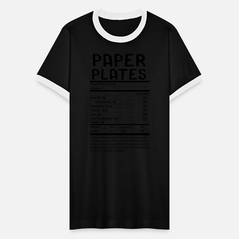 Paper Plates Nutrition Facts Thanksgiving Holiday