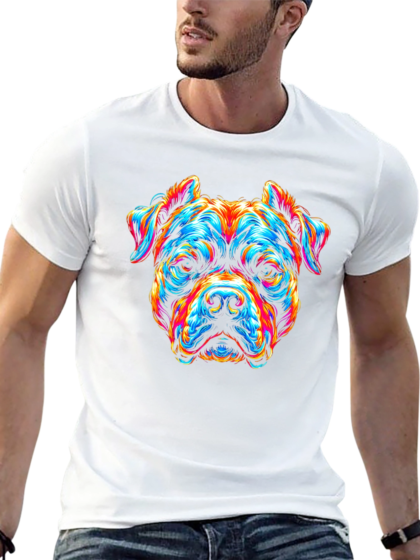 Vibrant Dog Graphic T-Shirt - Bold & Unique Design
