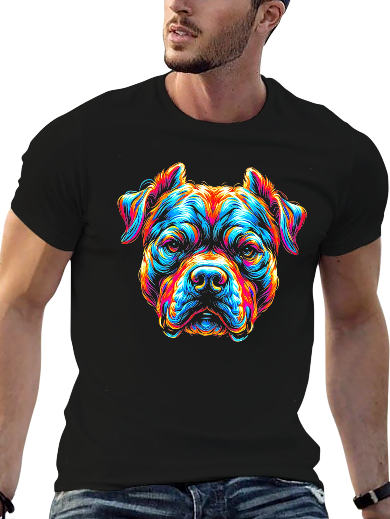 Vibrant Dog Graphic T-Shirt - Bold & Unique Design