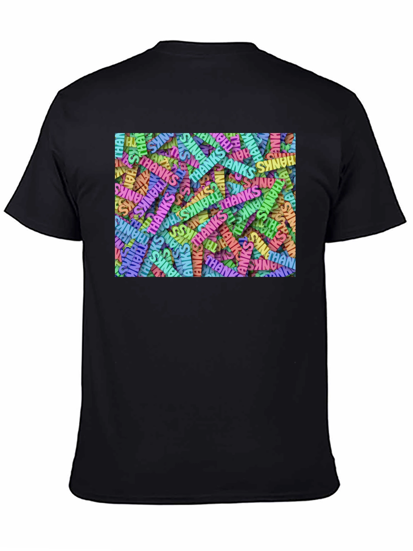 Thanks Pattern Graphic T-Shirt - Black