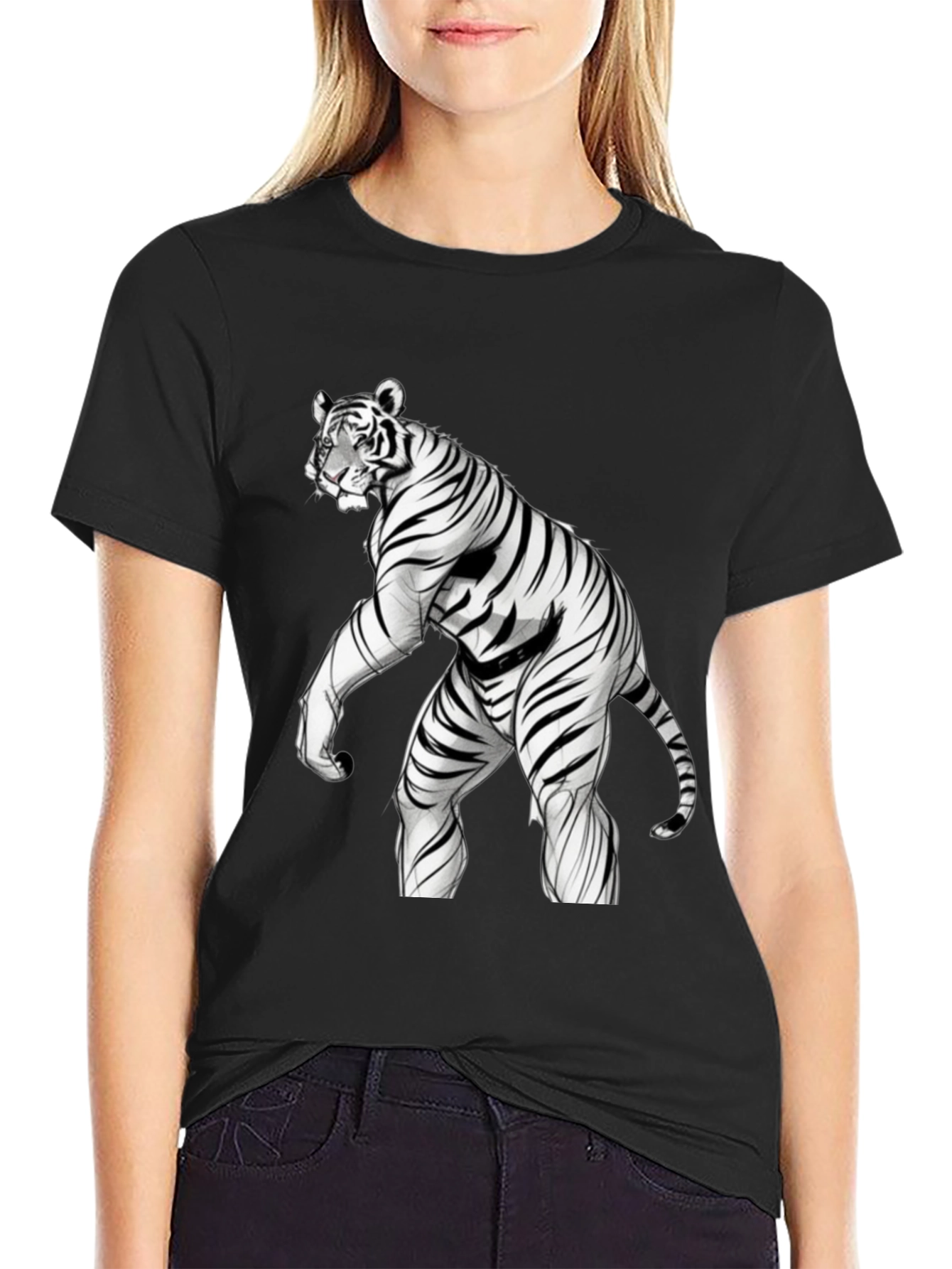 Tiger Man T-Shirt - Fierce Animal Hybrid Design