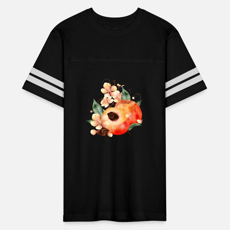 Peach half, peaches, leaves & peach blossoms