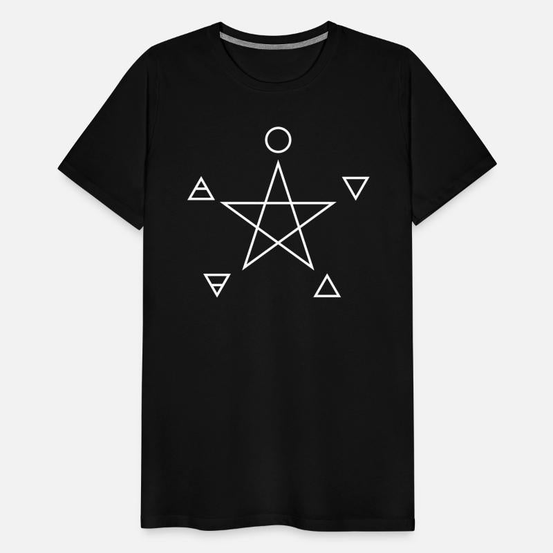 Pentagram with elements, spirit, magic symbols,