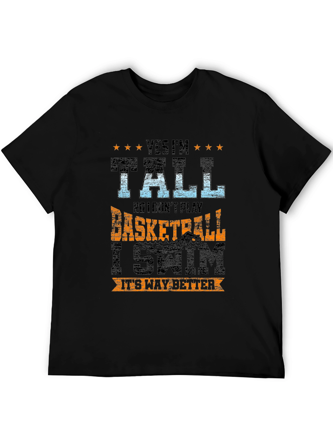 Tall Swimmer Graphic Tee - Novelty T-Shirt