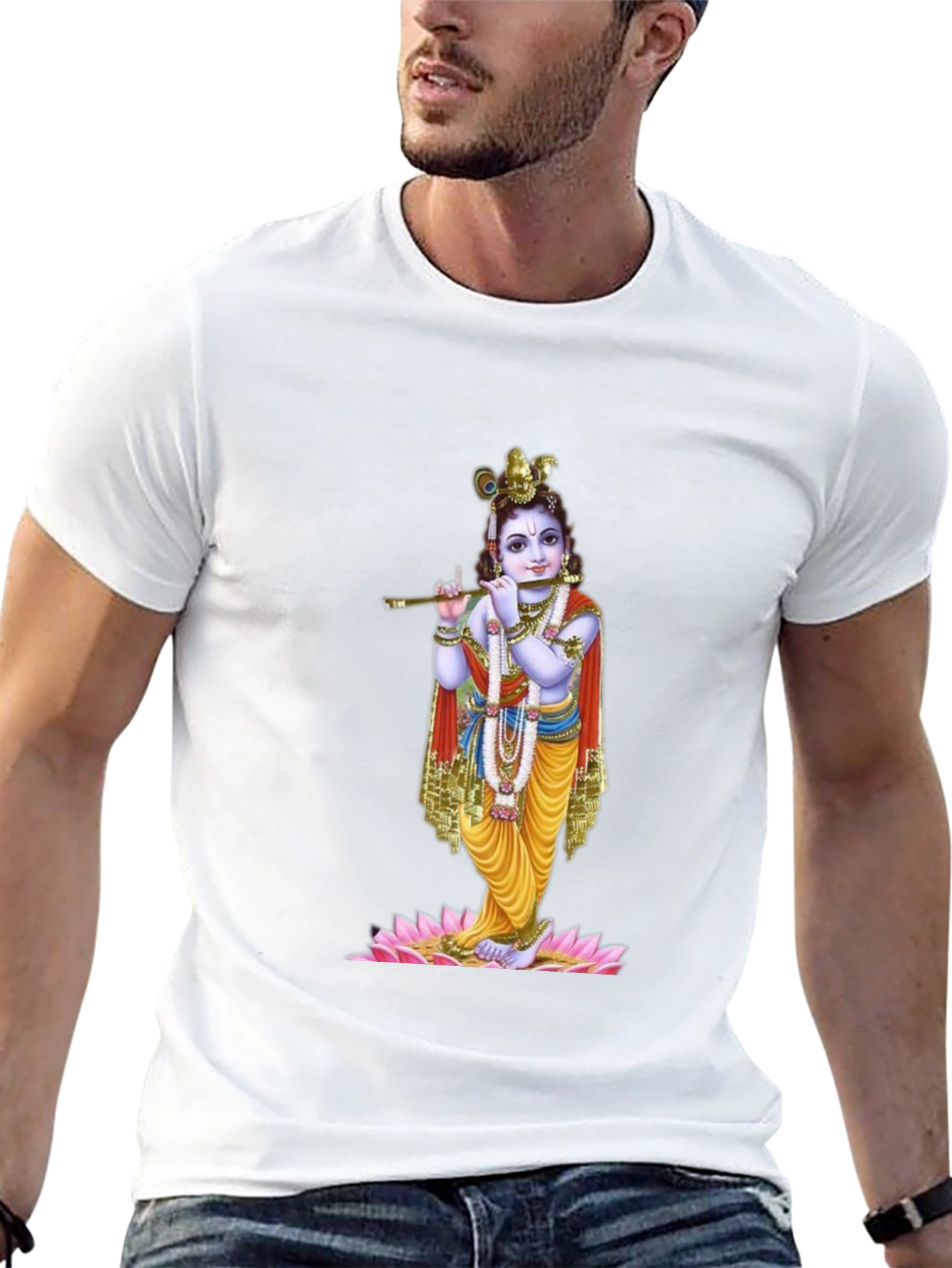 Krishna Graphic Tee - Black Cotton Blend