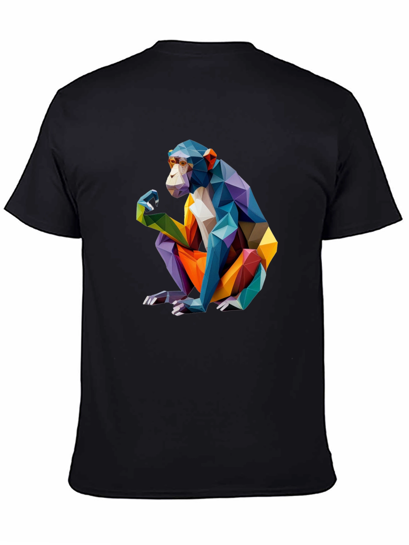 Geometric Monkey Graphic Black T-Shirt