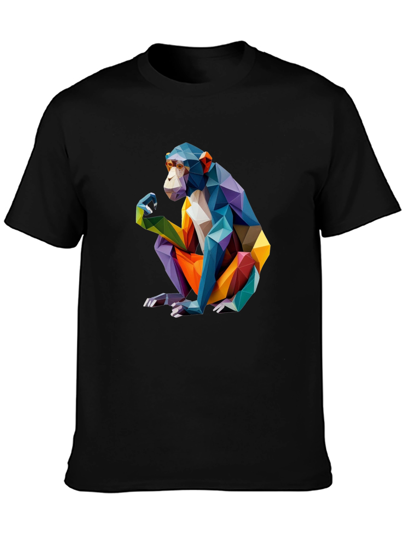 Geometric Monkey Graphic Black T-Shirt