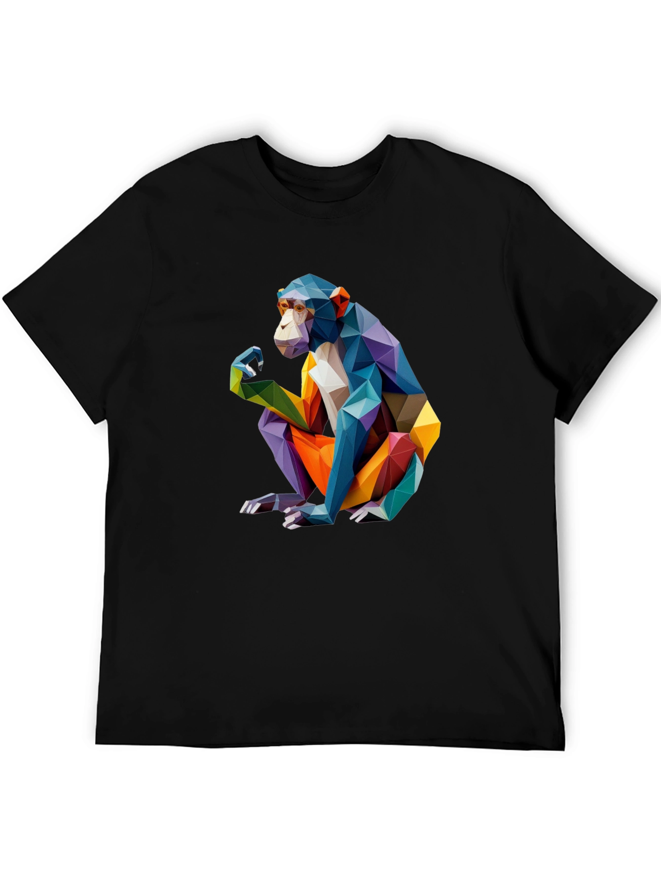 Geometric Monkey Graphic Black T-Shirt