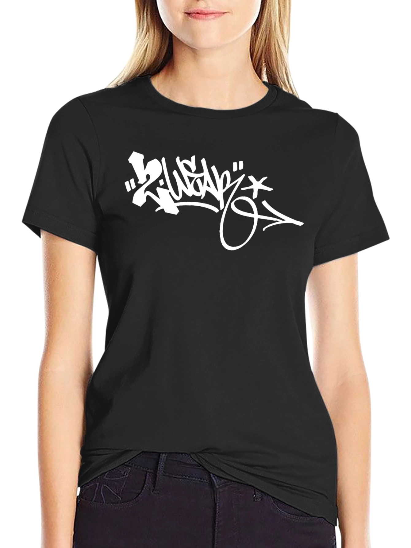Graffiti Graphic Tee - Black Cotton Blend Streetwear T-Shirt