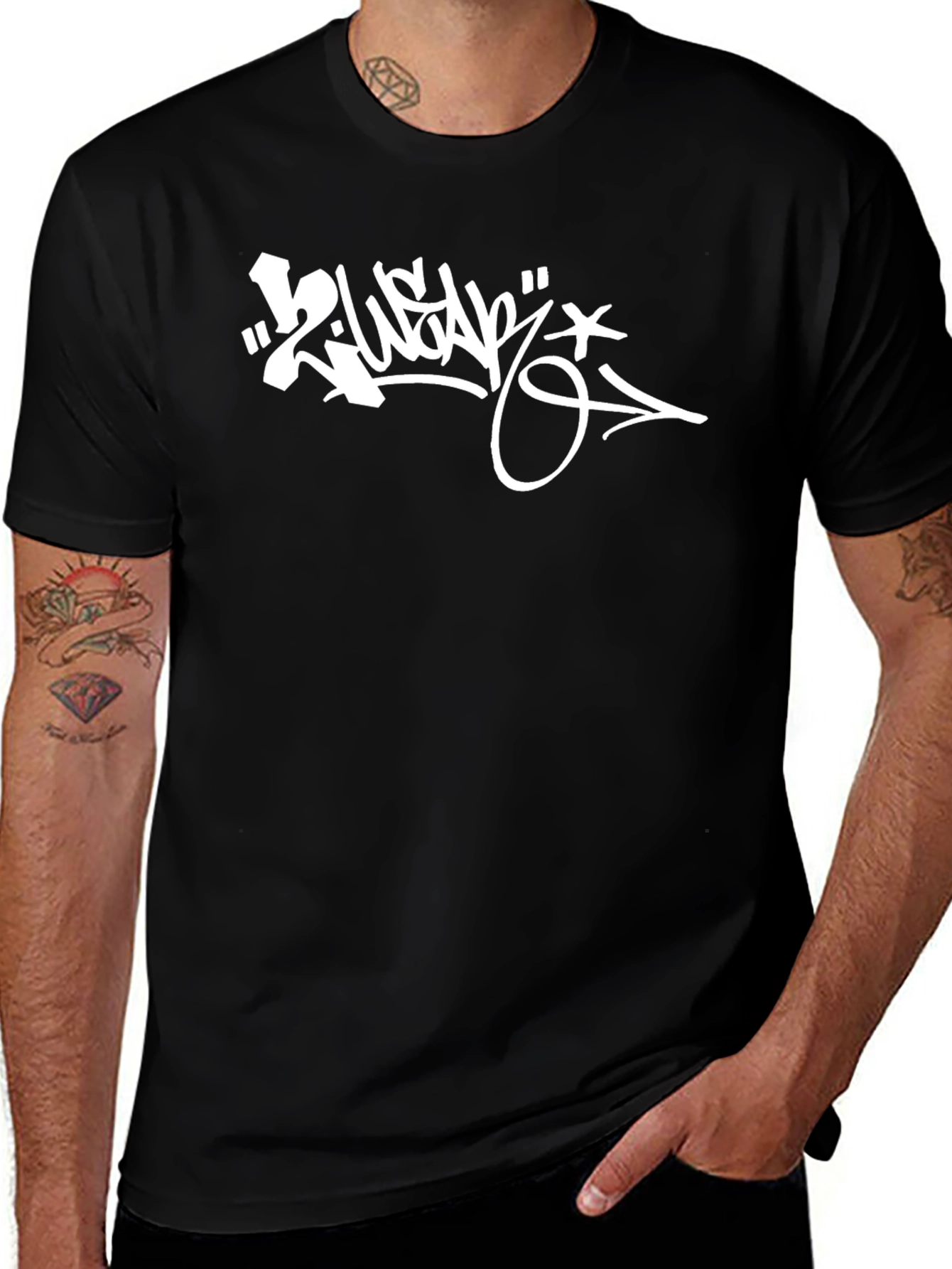 Graffiti Graphic Tee - Black Cotton Blend Streetwear T-Shirt