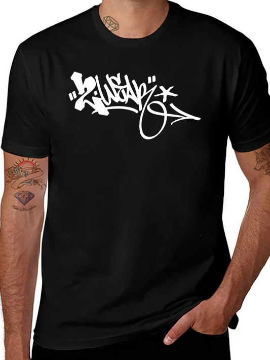 Graffiti Graphic Tee - Black Cotton Blend Streetwear T-Shirt
