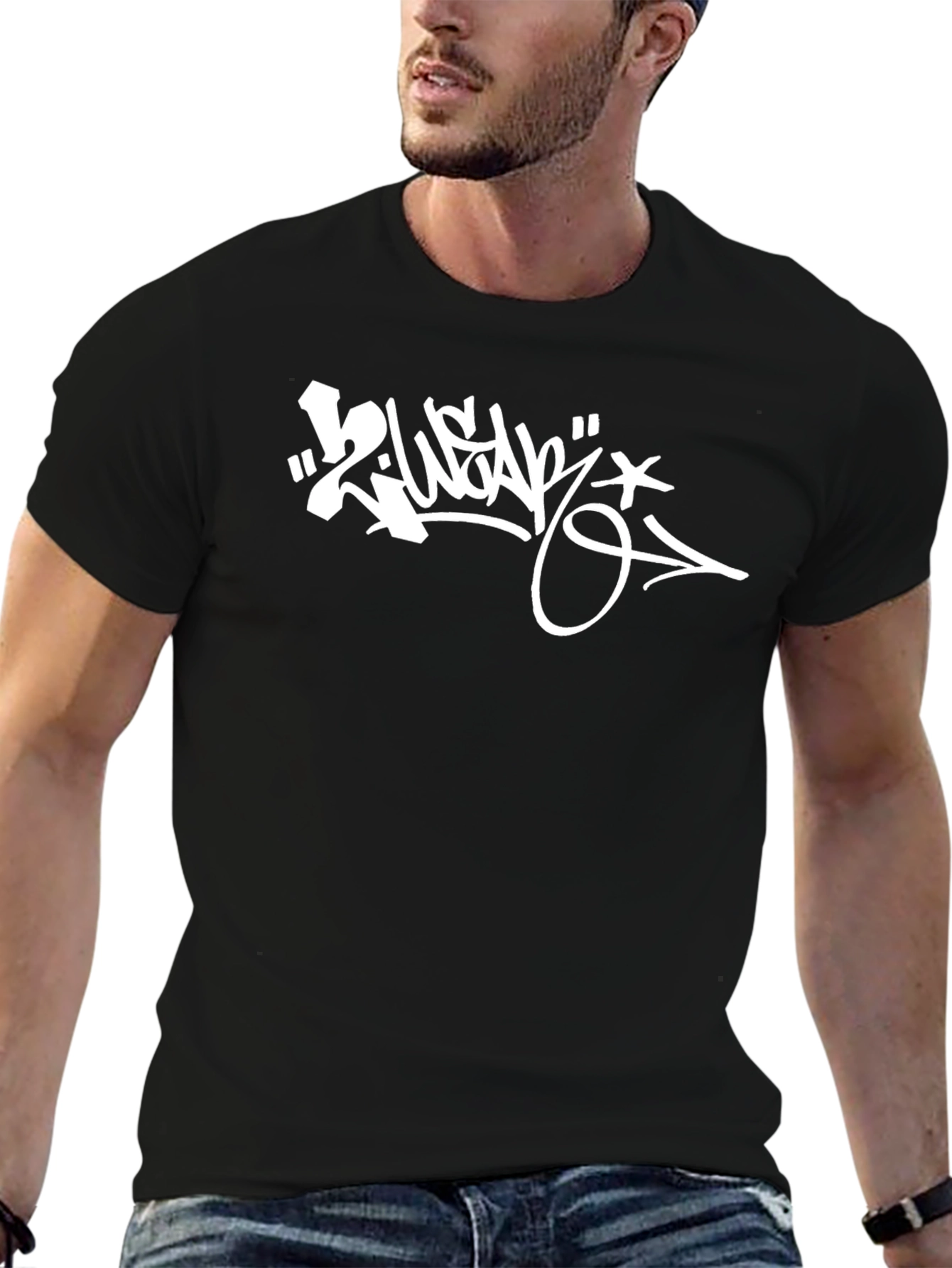 Graffiti Graphic Tee - Black Cotton Blend Streetwear T-Shirt