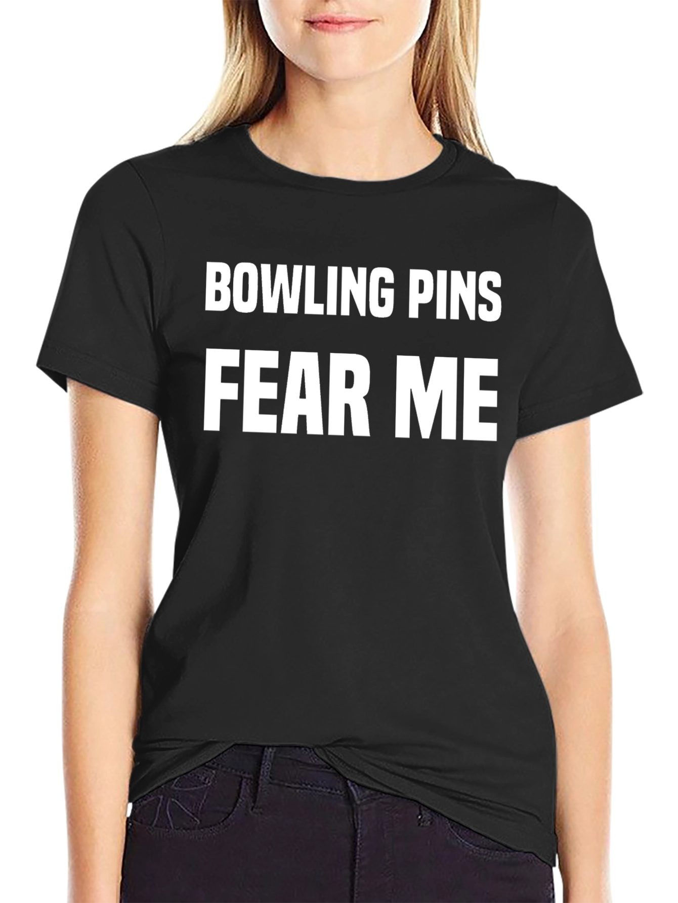 Bowling Pins Fear Me Black T-Shirt