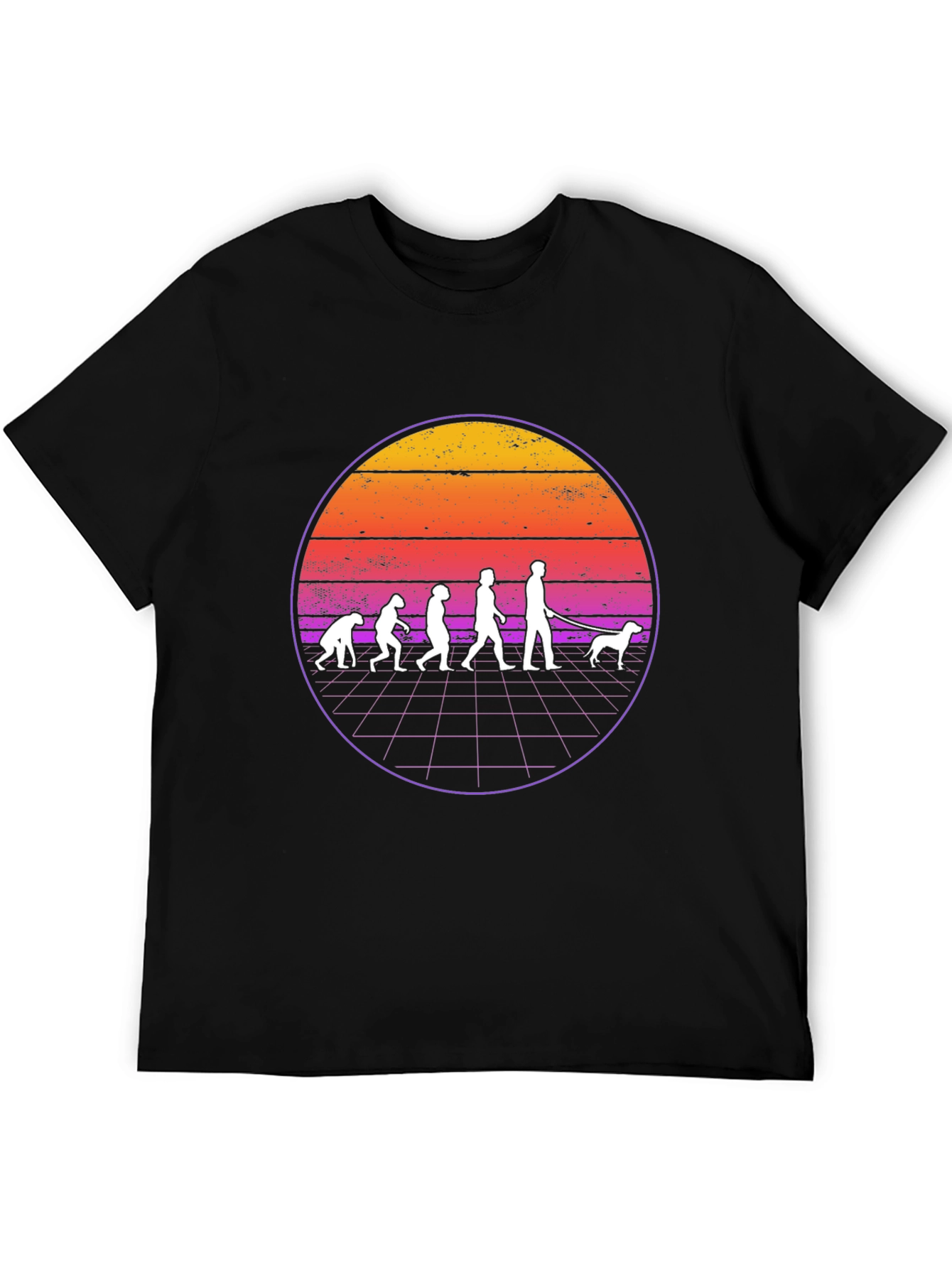 Retro Evolution Dog Walker Graphic T-Shirt