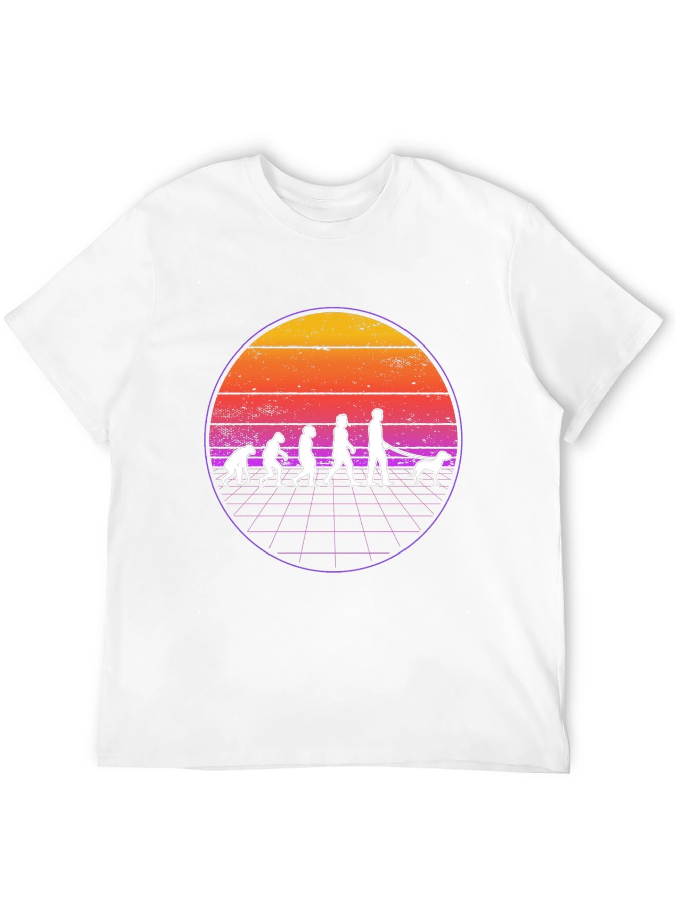 Retro Evolution Dog Walker Graphic T-Shirt