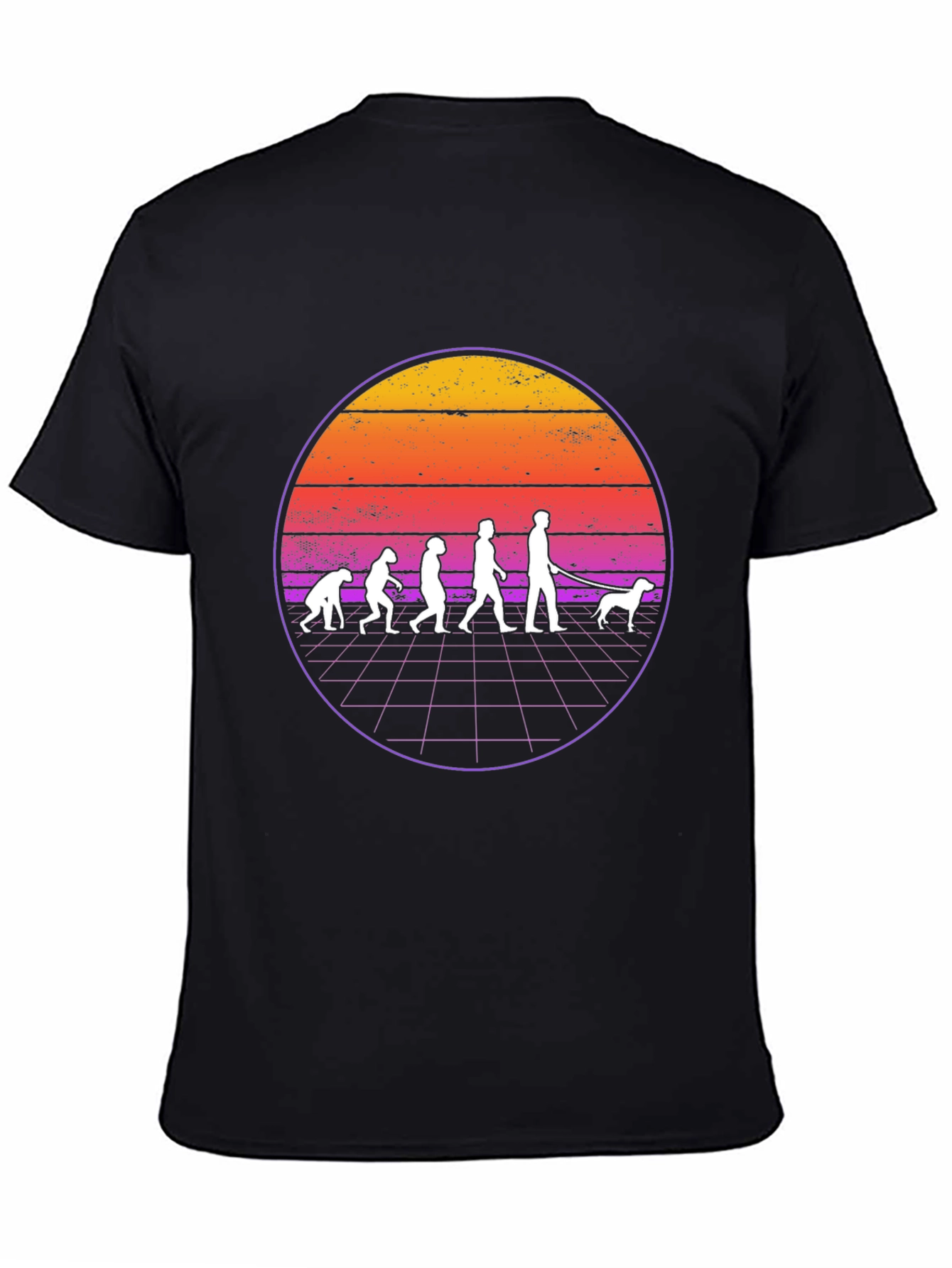 Retro Evolution Dog Walker Graphic T-Shirt