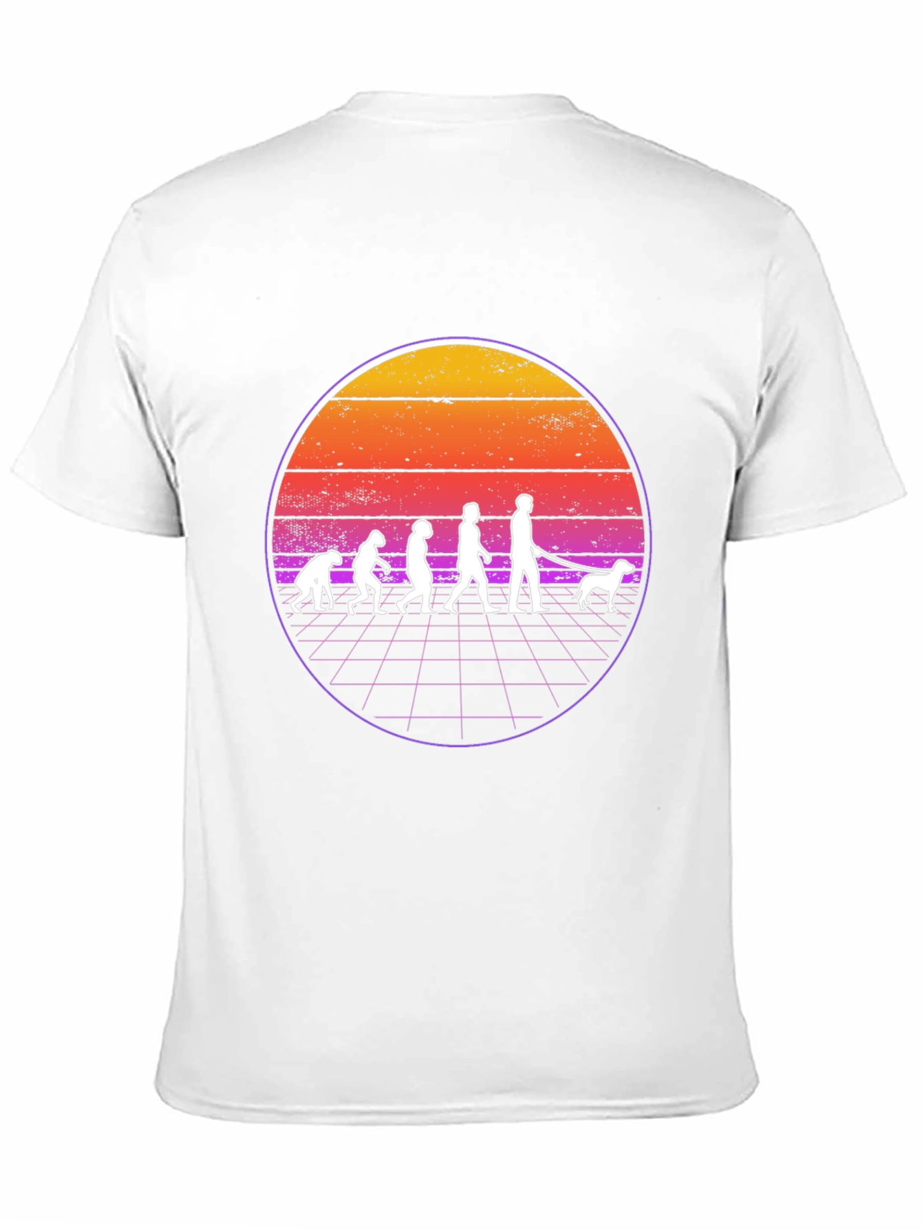 Retro Evolution Dog Walker Graphic T-Shirt