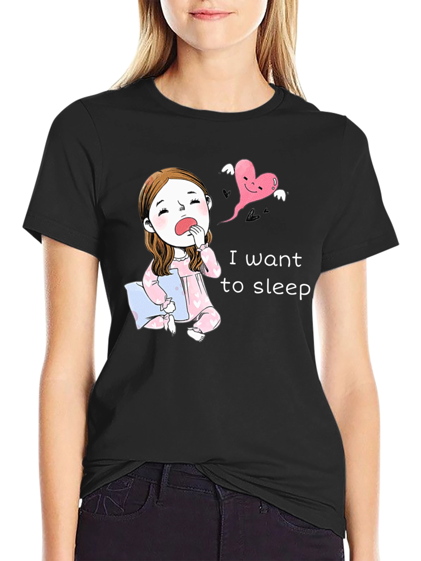 Sleepy Cartoon Tee - I Want To Sleep!
