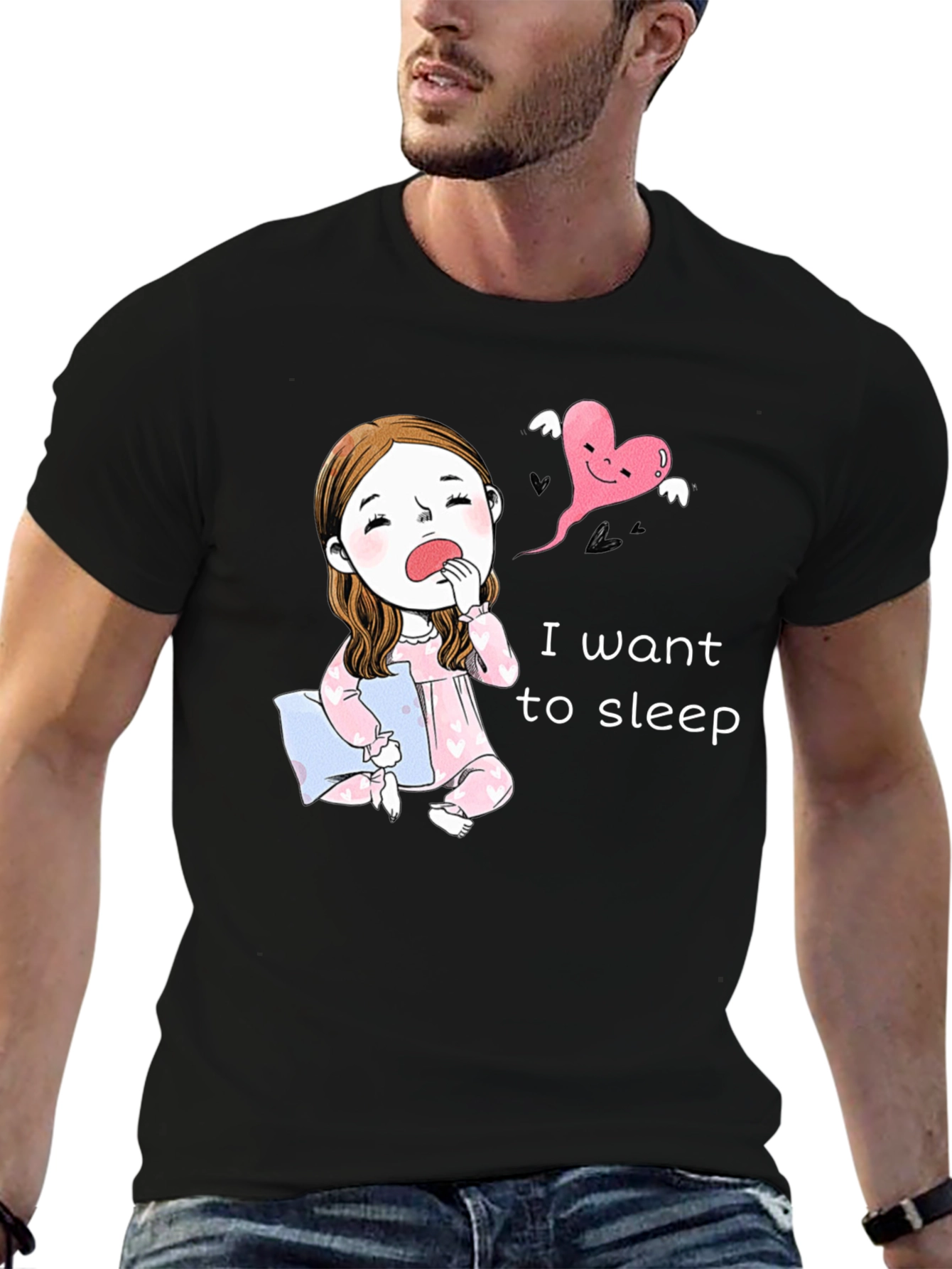 Sleepy Cartoon Tee - I Want To Sleep!