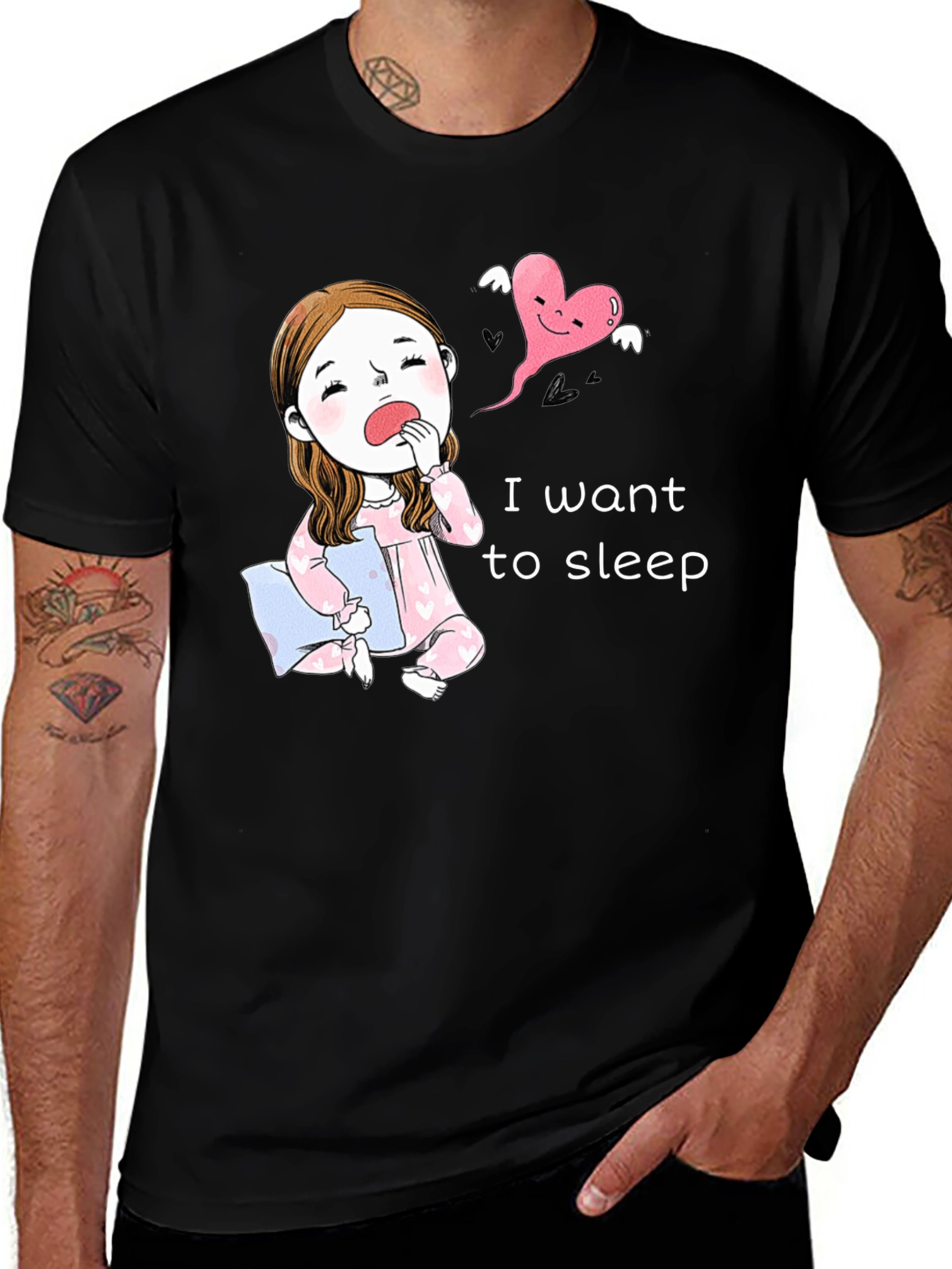 Sleepy Cartoon Tee - I Want To Sleep!