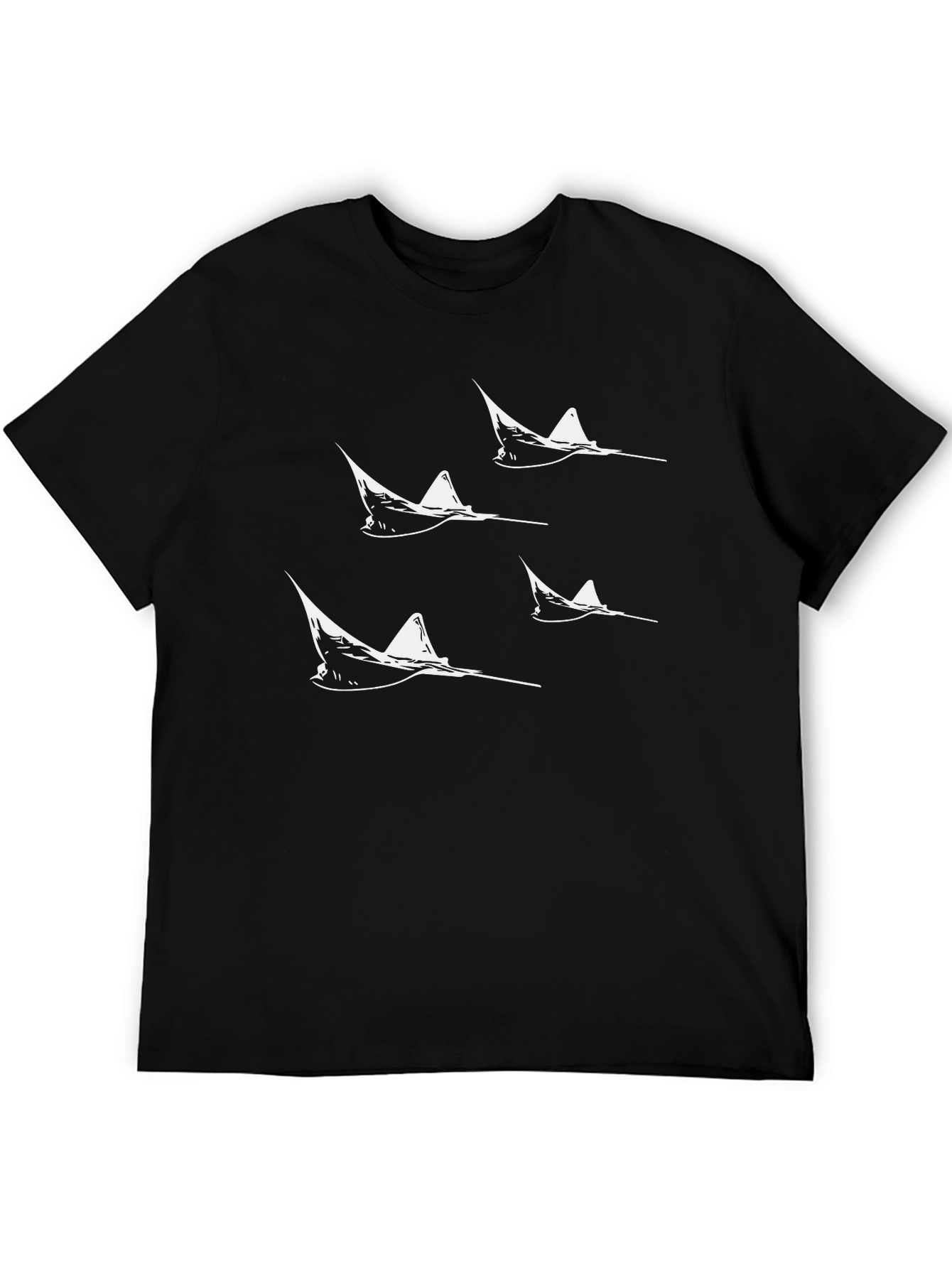 Manta Ray Graphic Tee - Black Cotton T-Shirt