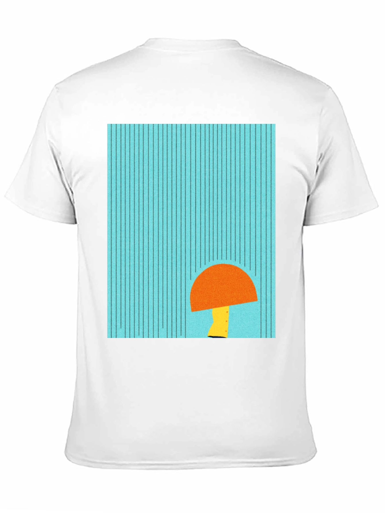 Modern Geometric Mushroom Graphic Tee - Black