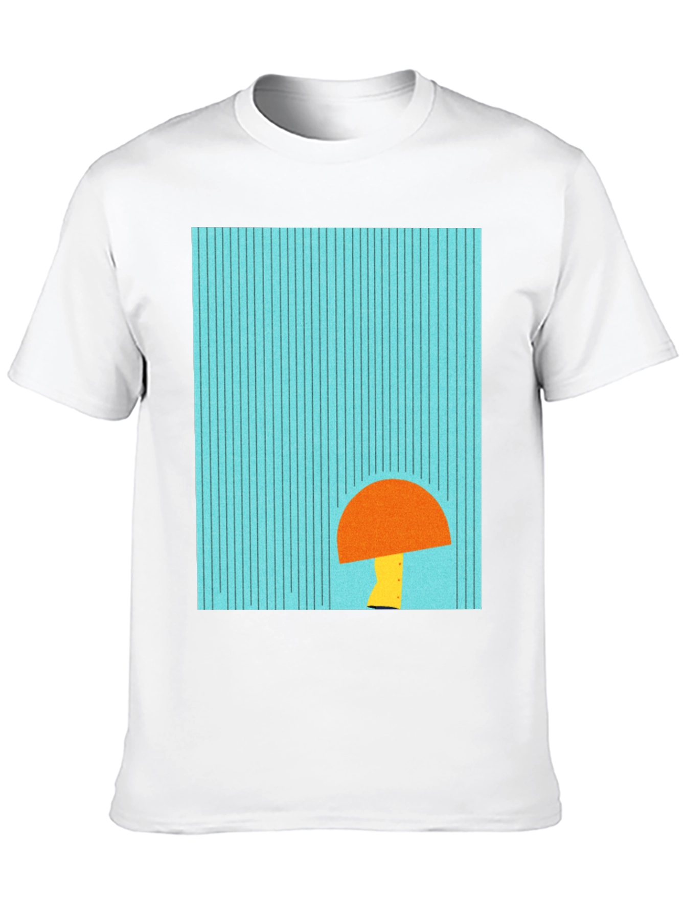 Modern Geometric Mushroom Graphic Tee - Black