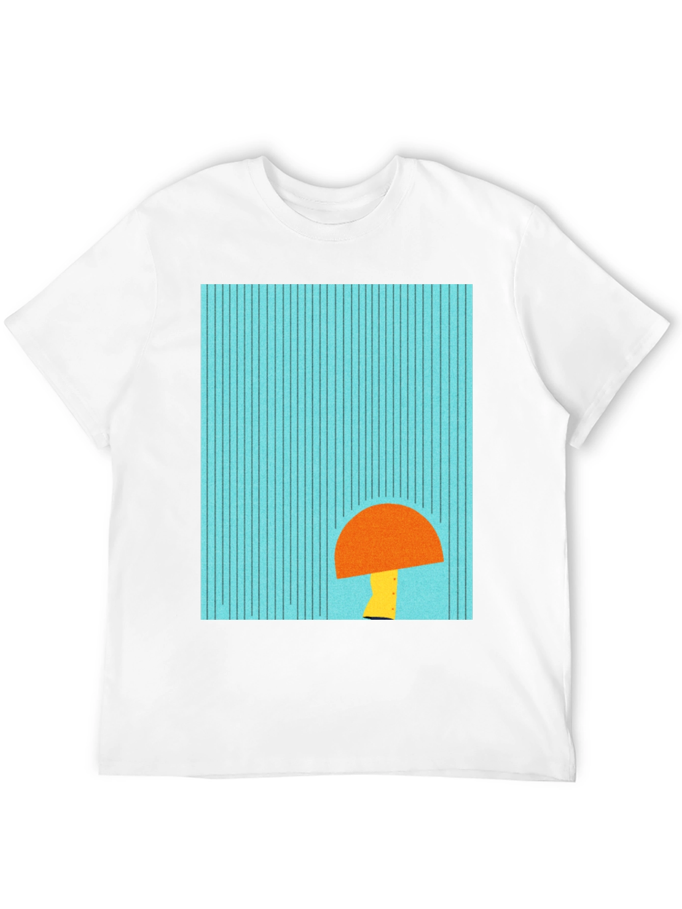 Modern Geometric Mushroom Graphic Tee - Black