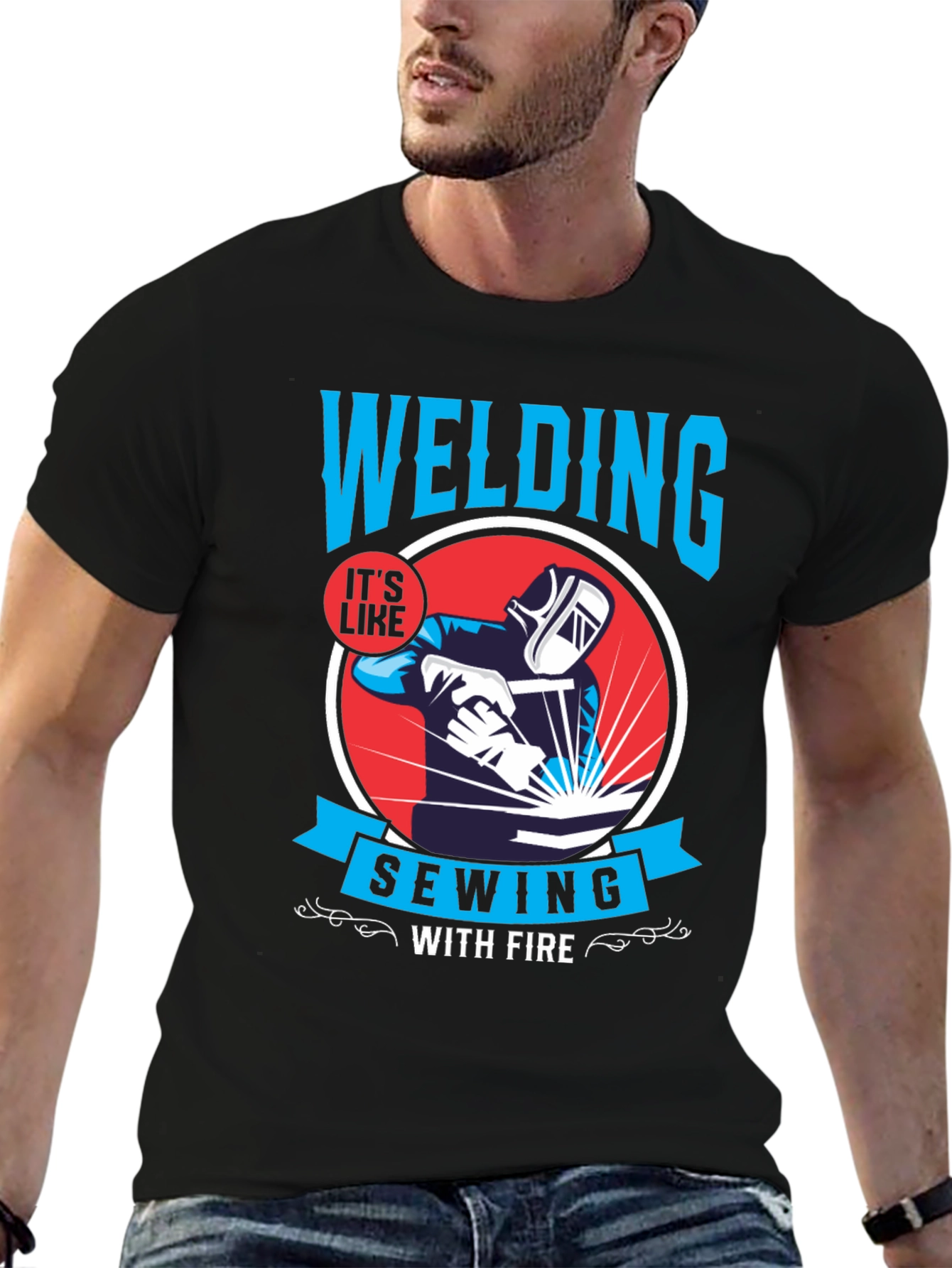 Welding Like Sewing With Fire Black T-Shirt