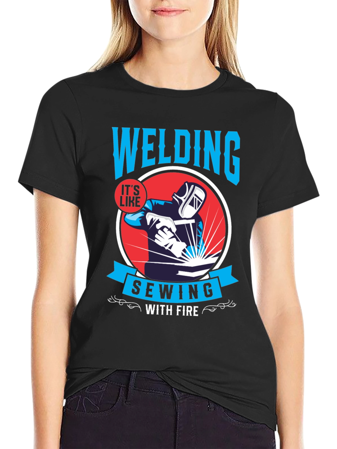 Welding Like Sewing With Fire Black T-Shirt