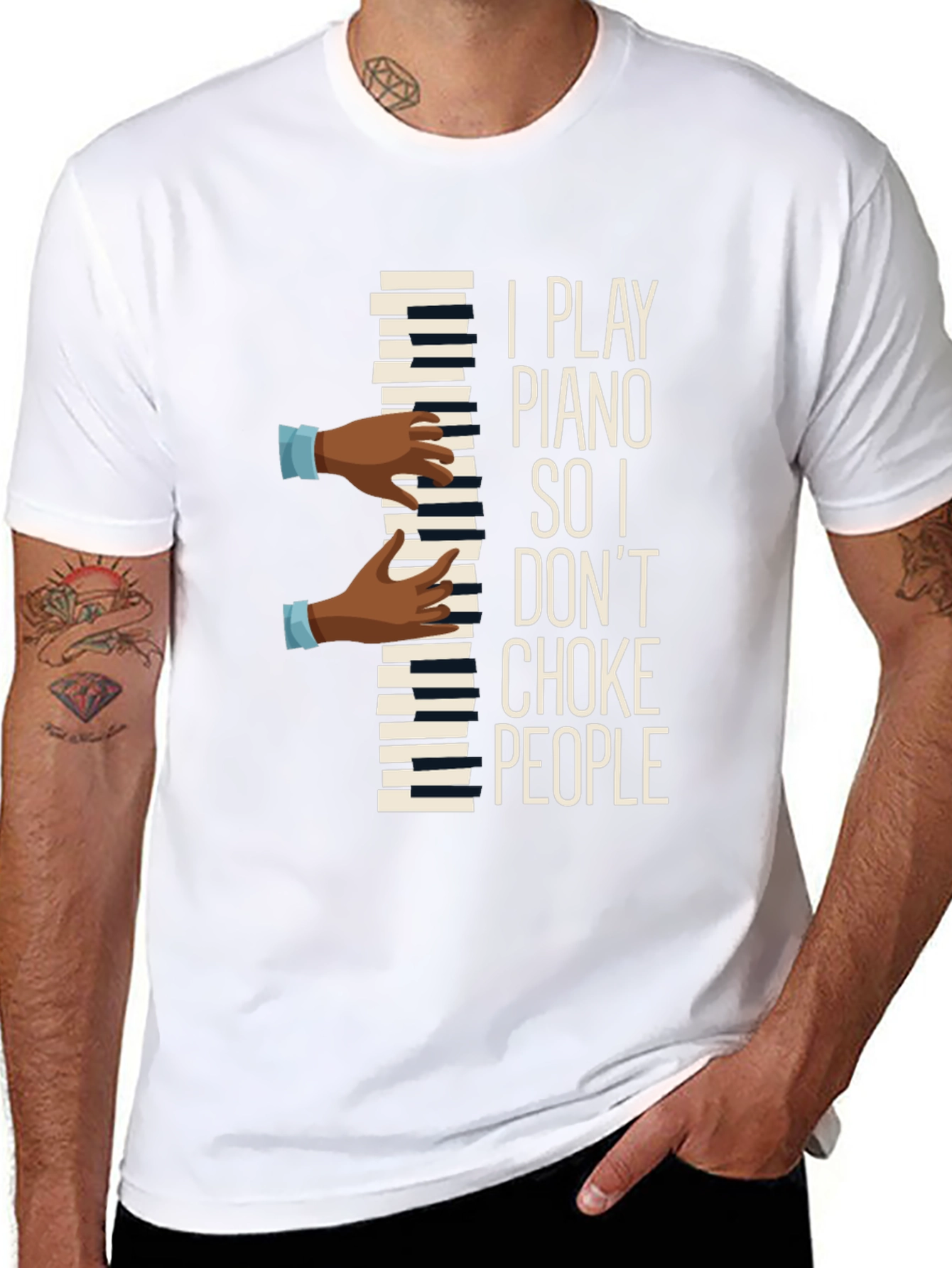 Piano Player Graphic Tee - Musical Humor T-Shirt