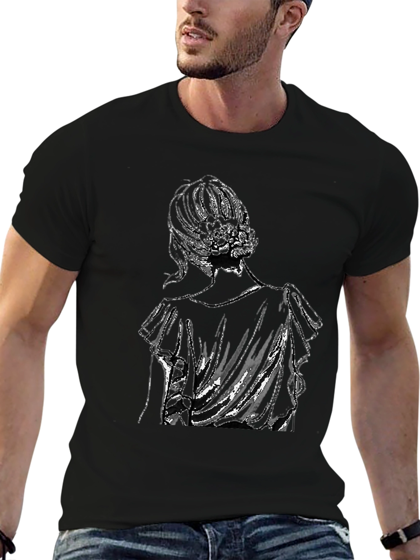 Elegant Woman Graphic Black T-Shirt