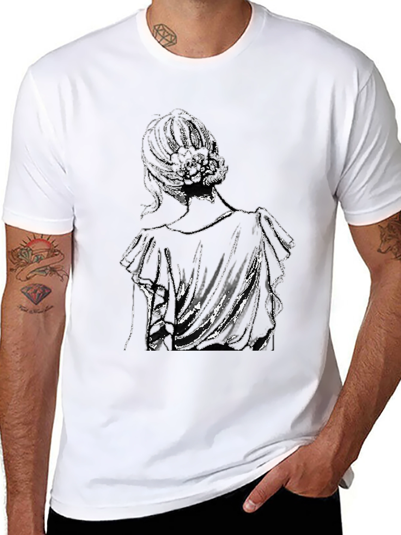 Elegant Woman Graphic Black T-Shirt