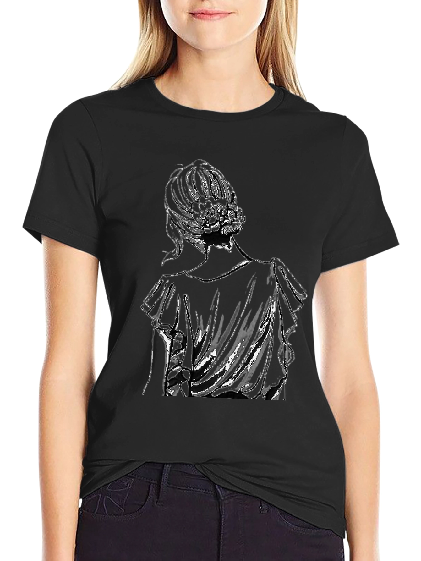 Elegant Woman Graphic Black T-Shirt