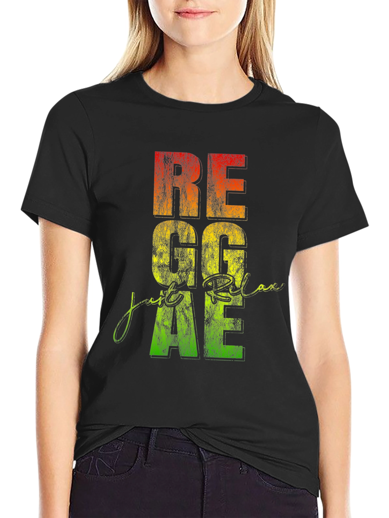 Reggae Relax Graphic Print Black T-Shirt